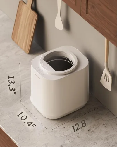 Miniatura 7 de Compostador eléctrico de 4 litros para cocina, contenedor de compostaje inteligente para encimera, inodoro, bajo ruido, limpieza automática, 3-Blanco