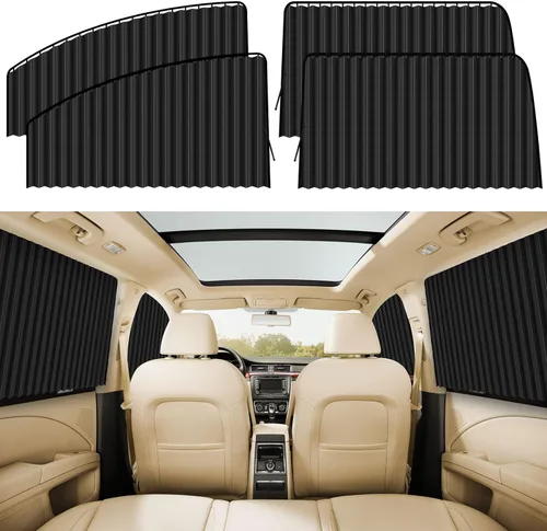 Miniatura 19 de ZATOOTO Cortinas para ventana de automóvil, 2 fundas de protección lateral de seda negra para la parte trasera, parasol magnético de privacidad que