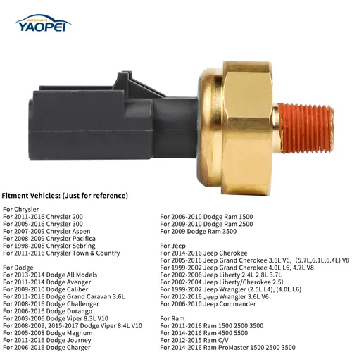 Miniatura 3 de Sensor de presión de aceite del motor Interruptor emisor para Dodge Ram 1500 2500 3500 Challenger Durango Viper Journey Charger Magnum Avenger
