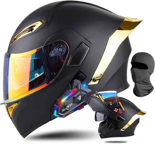 Miniatura 16 de Cascos de motocicleta modulares con Bluetooth de doble visera, aprobados por DOT FMVSS 218, casco de motocicleta abatible de cara completa