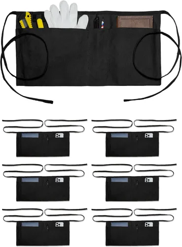 Miniatura 10 de Canvas Work Waist Apron with 3 Pocket 1 paquete de delantal utilitario de cintura negra