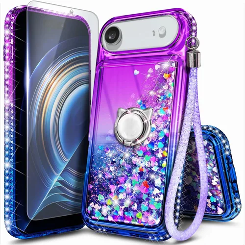 Miniatura 15 de NGB Diseñada para Funda de Teléfono iPhone 11, Morado/Azul Funda Bonita con Purpurina Líquida Brillante para Mujeres Niñas Niños con Protector