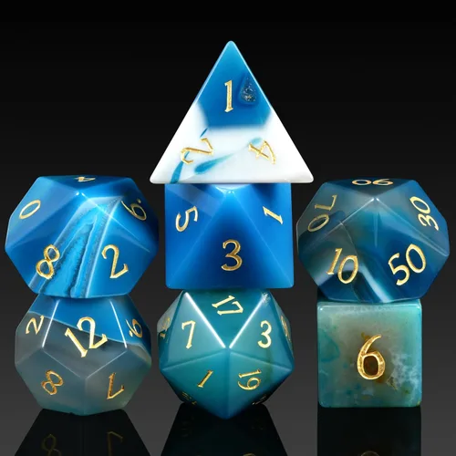 Juego de dados Aagte D&D DNDND Un juego completo de dados de piedra DND con estuche de regalo magnífico para juego de mesa Dungeons and Dragons