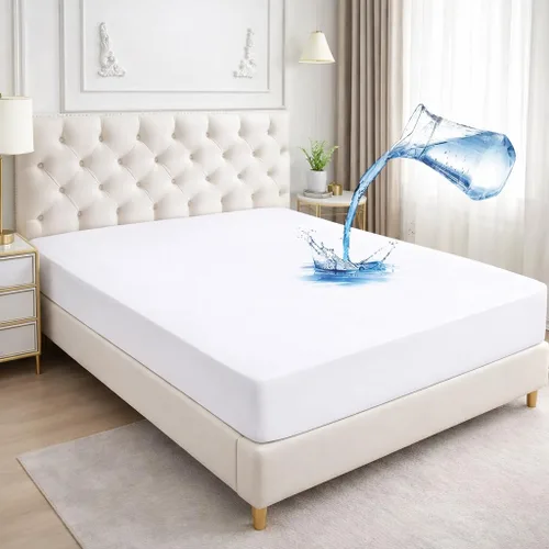 Miniatura 7 de Comfort Beddings Protector de colchón 100% algodón orgánico tamaño litera de caravana, funda de colchón de 250 GSM, impermeable, protector de cama