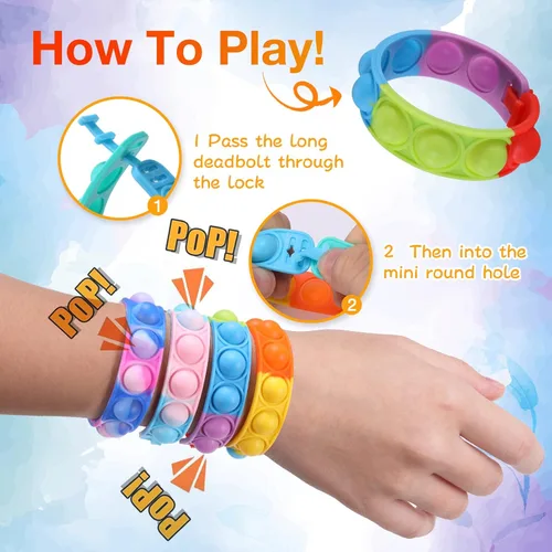 Miniatura 4 de 36 Paquetes de Juguetes Antiestrés Pop Fidget Pulseras de Fiesta para Cumpleaños Recuerdos de Fiesta para Niños 4-8, 8-12 Caja de Premios Pequeña