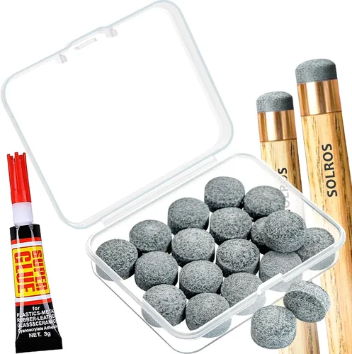 Miniatura 11 de Puntas para taco de billar - Kit de reparación y reemplazo de puntas para palo de taco de billar con caja de almacenamiento para puntas de palo