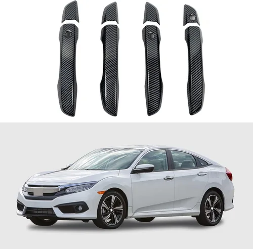Miniatura 15 de Cubierta de Manija de Puerta Cromada Compatible con Honda Civic Sedán Hatchback Coupé Tipo R de 10ª Generación 2016 2017 2018 2019 2020 2021 Manija