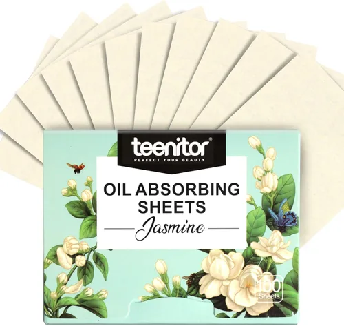 Miniatura 8 de Teenitor Hojas absorbentes de aceite facial, 1000 hojas de papel secante de jazmín para piel grasa, hojas de secado de película de control de aceite