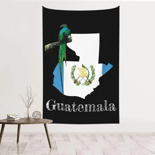 Tapiz de Quetzal de pájaro con bandera guatemalteca de mapa de Guatemala, 60 x 40 pulgadas, divertido tapiz estético, arte de pared para dormitorio,