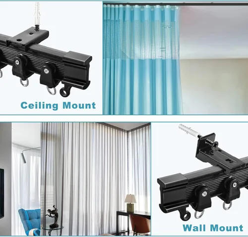 Miniatura 2 de Riel para Cortinas de Techo, Riel para Cortinas de Techo Curvo Flexible Montaje en Pared Riel para Cortinas 16 Pies Resistente Divisor de Habitación