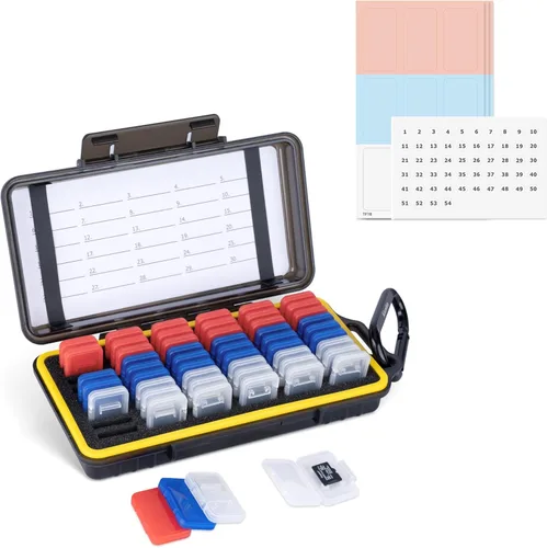 Miniatura 15 de Funda para tarjetas SD de 36 ranuras con 36 fundas individuales de plástico transparente para 36 tarjetas SD SDXC SDHC, resistente al agua
