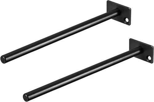 Miniatura 8 de uxcell Soportes para estantes, 2 piezas de 5 pulgadas, soporte flotante oculto de metal, soportes redondos invisibles, para estantes de madera