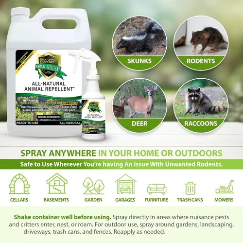 Miniatura 5 de Natural Armor Repelente en aerosol para animales y roedores. Ahuyenta zorrillos, mapaches, ratas, ratones, ciervos, roedores y bichos. Repelente