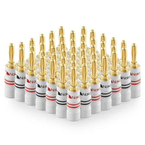 Miniatura 10 de Nakamichi Excel Series - Enchufes tipo banana chapados en oro de 24 quilates, calibre 18 AWG, tamaño de 0.157 in para altavoces, amplificador