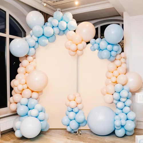 Miniatura 4 de Peryiter 4 fundas de telón de fondo de arco de elastano, beige, para decoración de cumpleaños de boda, 7.2 pies, 6 pies, 5 pies, 4 pies incluidos