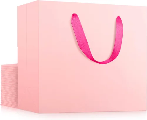 Miniatura 40 de EUSOAR Bolsas de papel de estraza para regalo, paquete de 12 bolsas de papel kraft de 10.6 x 3.1 x 8.3 pulgadas con asas, bolsas resistentes