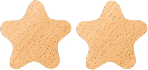 2 pomos de madera con forma de estrella, pomos decorativos de madera para aparador con tornillos, tiradores de tocador de madera sin terminar, pomos