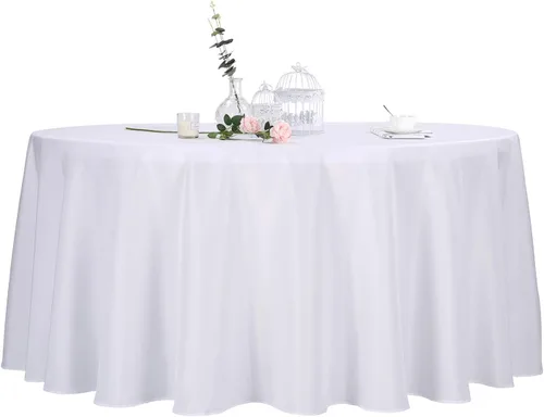 Miniatura 61 de Ascoza Paquete de 2 manteles rectangulares blancos de 60 x 84 pulgadas, tela de poliéster de 4 pies, para bodas, banquetes, restaurantes y fiestas