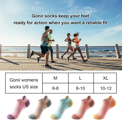 Miniatura 6 de Gonii Calcetines de tobillo para mujer para correr atléticos no se ven acolchados 5 pares