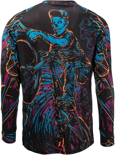 Miniatura 3 de JPOJPO Camiseta de ciclismo para hombre, camiseta de manga larga, para bicicleta de montaña, motocicleta, bicicleta, anti-UV