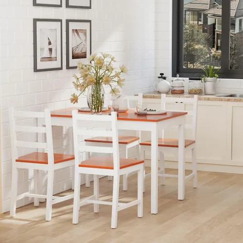 Miniatura 3 de HOMCOM Juego de mesa de comedor para 4, 5 piezas, mesa de cocina moderna y sillas, juego de comedor de madera para espacios pequeños, rincón
