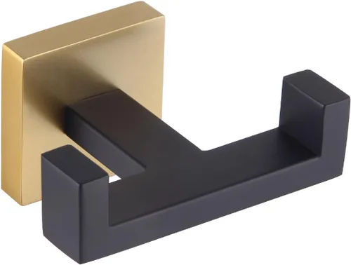 GERZWY Gancho de acero inoxidable para abrigo/bata para baño, cocina, estilo moderno de hotel, gancho doble para toallas de baño montado en la pared