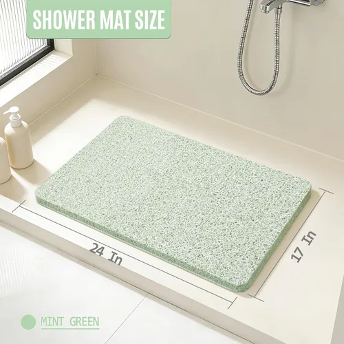 Miniatura 2 de Joyhalo Tapete de ducha antideslizante, de secado rápido, para ducha, bañera, baño, hogar, 17 x 24 pulgadas, color verde menta