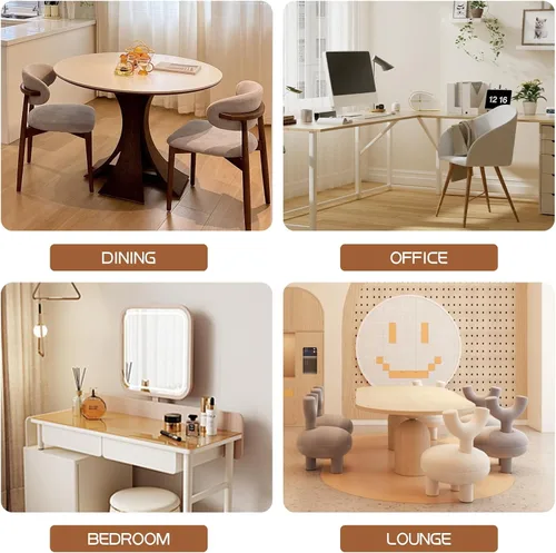 Miniatura 7 de Boucle - Juego de 2 sillas de comedor modernas de mediados de siglo con patas de metal, sillas de cocina tapizadas para comedor, cocina (beige)