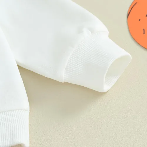 Miniatura 186 de Adobabirl Conjunto de sudadera y pantalones de Halloween para bebé, sudadera y pantalones con parche de calabaza para Halloween, otoño, ropa de bebé