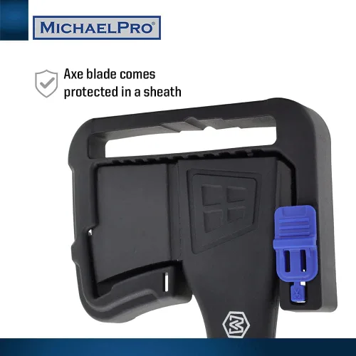 Miniatura 5 de MichaelPro MP004009 - Hacha de campamento de 9 pulgadas con mango de fibra de vidrio resistente al clima y absorbente de impactos, con funda