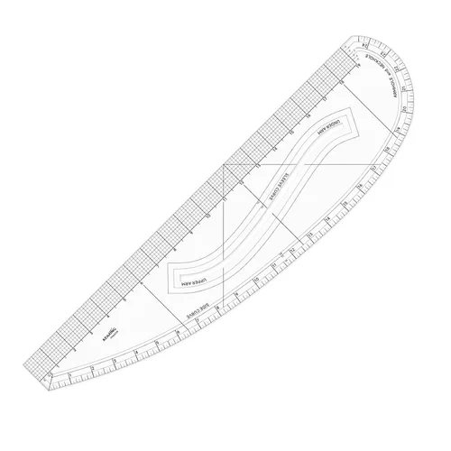 Miniatura 13 de KEARING Regla clásica curva francesa acrílica de 9 pulgadas (9.1 in), varía la forma de curva, regla de curva de medición de cadera transparente