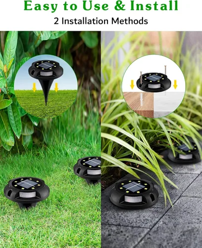 Miniatura 5 de Biling - Estacas solares para camino, 12 paquetes de luces solares brillantes azules para exteriores, impermeables para el patio, camino, jardín