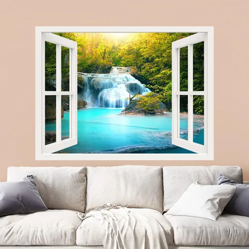 Miniatura 17 de Mural autoadhesivo, casa del árbol en el bosque, visualización de ventana creativa, decoración de paredes