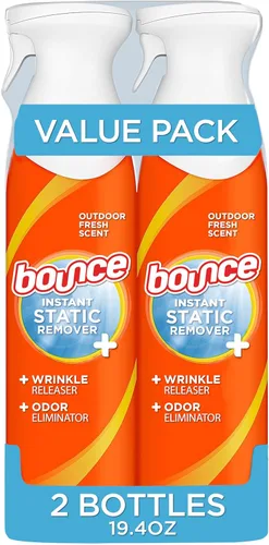 Bounce Rapid Touch-Up 3 en 1 aerosol para ropa que quita arrugas, refresca la tela, elimina el olor y la estática, 9.7 onzas (paquete de 2)