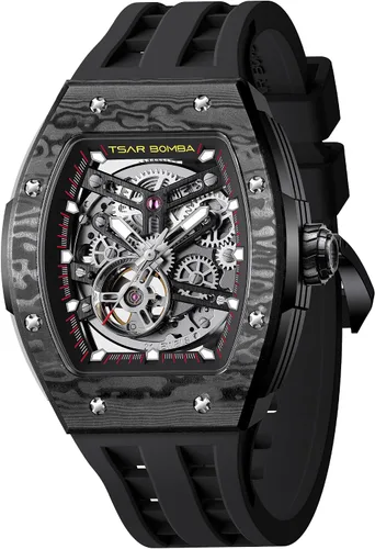 Miniatura 29 de TSAR BOMBA Relojes automáticos para hombre, 164.0 ft, impermeable, reloj mecánico japonés, reloj mecánico para hombre, movimiento Tonneau, caja