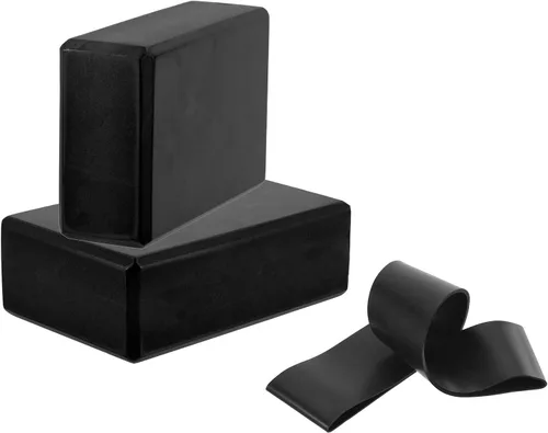 PATIKIL Bloques de yoga y bandas de resistencia, paquete de 2 bloques de yoga de espuma EVA de alta densidad a granel de 9 x 6 x 3 pulgadas, Negro