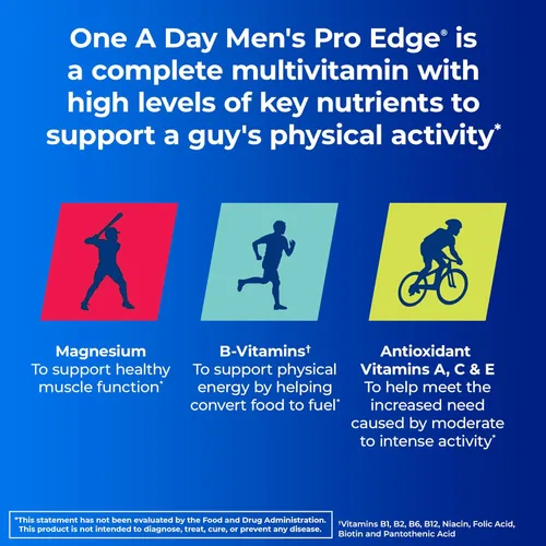 Miniatura 4 de One A Day Multivitamínico Pro Edge para hombre, suplemento con vitamina A, C, D, E y zinc para apoyo a la salud inmunológica y magnesio para una