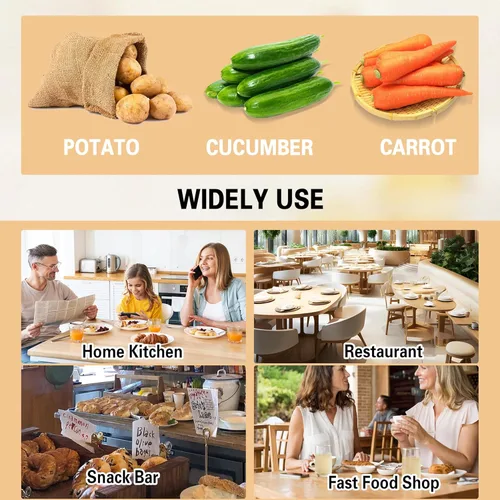 Miniatura 6 de Hakka - Cortador comercial de verduras con 3 cuchillas de repuesto, cortador de cebolla comercial, cortador de patatas de acero inoxidable, incluye
