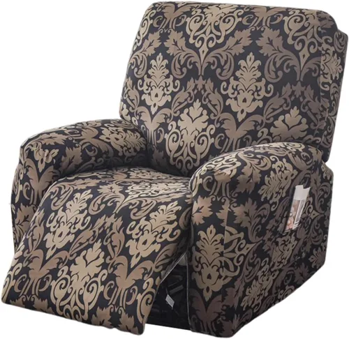 Miniatura 41 de CRFATOP Funda elástica para sillón reclinable, 4 piezas, fundas impresas para silla reclinable de 1 asiento, colección Fallon, protector de muebles
