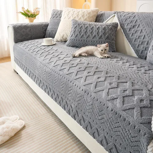 Miniatura 11 de vctops Funda de sofá de felpa jacquard bohemio para perros, suave, acogedora y antideslizante, lavable, protector de muebles para niños, mascotas