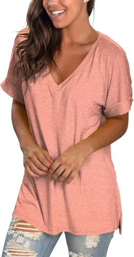 Miniatura 4 de liher - Camisetas de manga corta con cuello en V para mujer para verano suelta