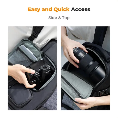 Miniatura 3 de K&F CONCEPT Mochila para cámara, bolsa de cámara de 25L de gran capacidad para fotógrafos con funda protectora contra la lluvia y compartimento