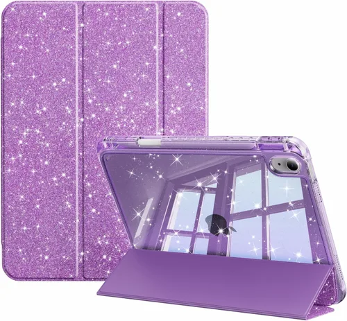 Miniatura 9 de Funda compatible con iPad de 11ª y 10ª generación de 11 pulgadas 2025/10.9 pulgadas 2022, parte trasera transparente brillante con soporte