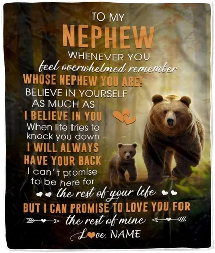 Miniatura 36 de Manta personalizada con texto en inglés «To My Nephew from Aunt Uncle Auntie I Love You Hugs» (texto en inglés) con texto en inglés «To My Nephew»