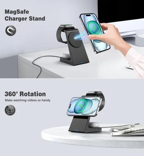 Miniatura 10 de Estación de carga inalámbrica magnética 3 en 1 Apple Cargador de 20W Soporte de carga magnética inalámbrica para iPhone 16 15 14 13 12 Pro/Pro