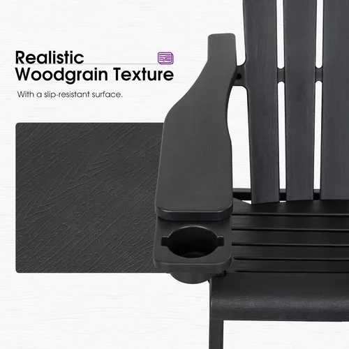 Miniatura 7 de PURPLE LEAF Adirondack Chair Set of 2 HDPE All-Weather Patio Adirondack Chair with 24.6" Oversized Seat Wood-Textured Outdoor Fire Pit Chair with