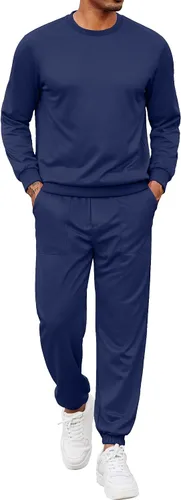 Miniatura 39 de COOFANDY Conjunto deportivo de 2 piezas para hombre, sudadera de manga larga, sin botones, para deportes, casual, fitness, trotar