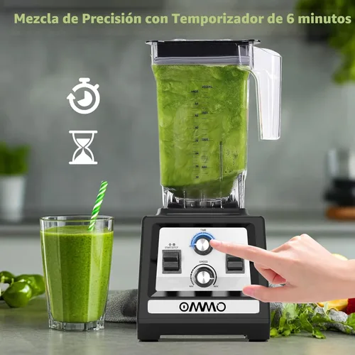 Miniatura 4 de OMMO Licuadora para batidos: Licuadoras de pico de 1800 W para cocina, jarra sin BPA de 68 onzas, temporizador y control de velocidad, 6 cuchillas