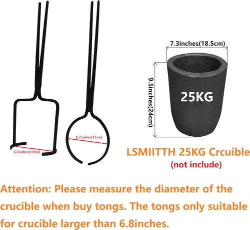 Miniatura 4 de Juego de pinzas de crisol de 55.1 lbs para fundir metal, herramientas de fundición de fundición, crisoles para verter y elevar, mandíbula de 6.7