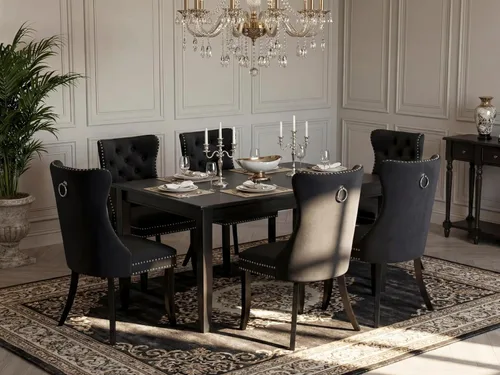 Miniatura 2 de East West Furniture DUDA7-BLK-12 - Juego de mesa y sillas de cocina de 7 piezas, consta de una mesa de comedor rectangular y 6 sillas Parson